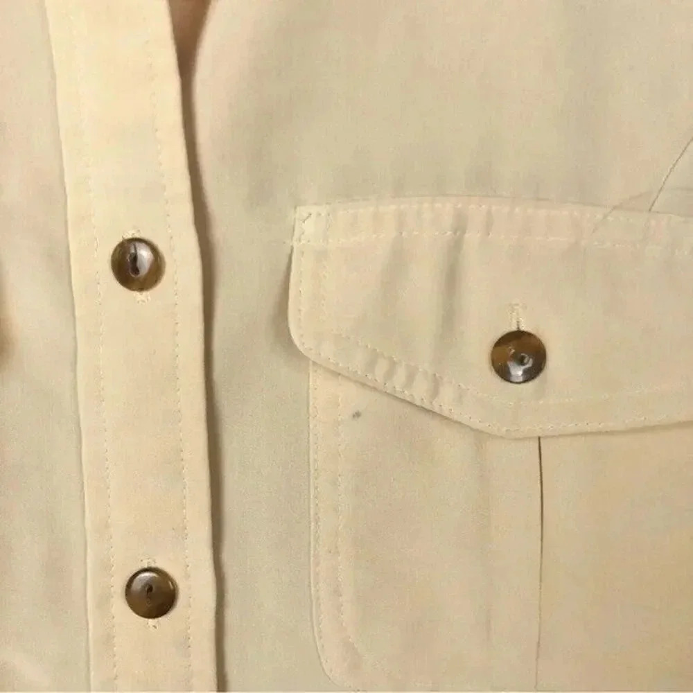 Vintage Kathie Lee Yellow Button Down Tank Top S - Picture 4 of 5